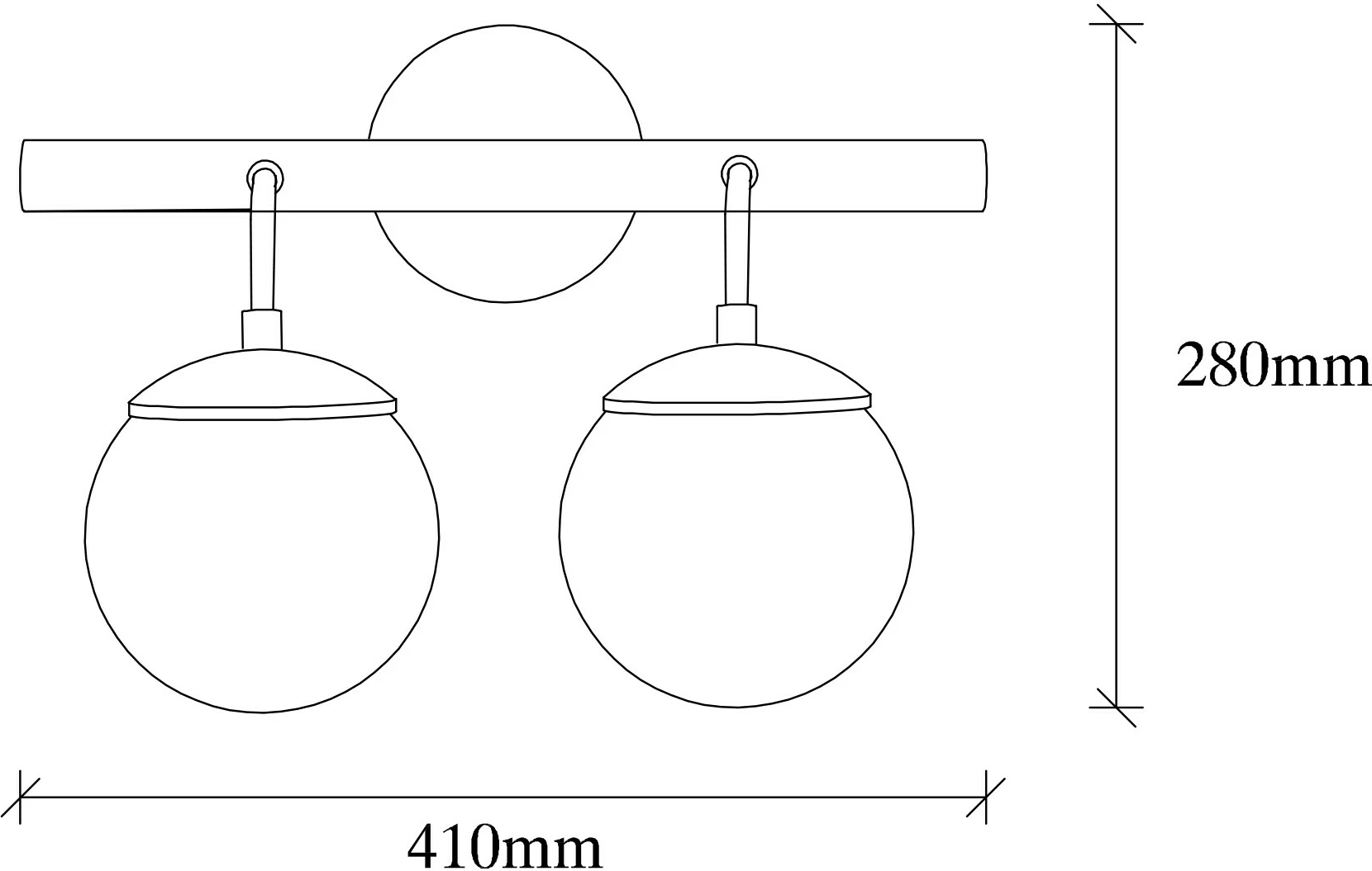Llambë muri Opviq Gondol - 3012, metal i zi, kapak qelqi, 41x20cm, 28cm lartësi