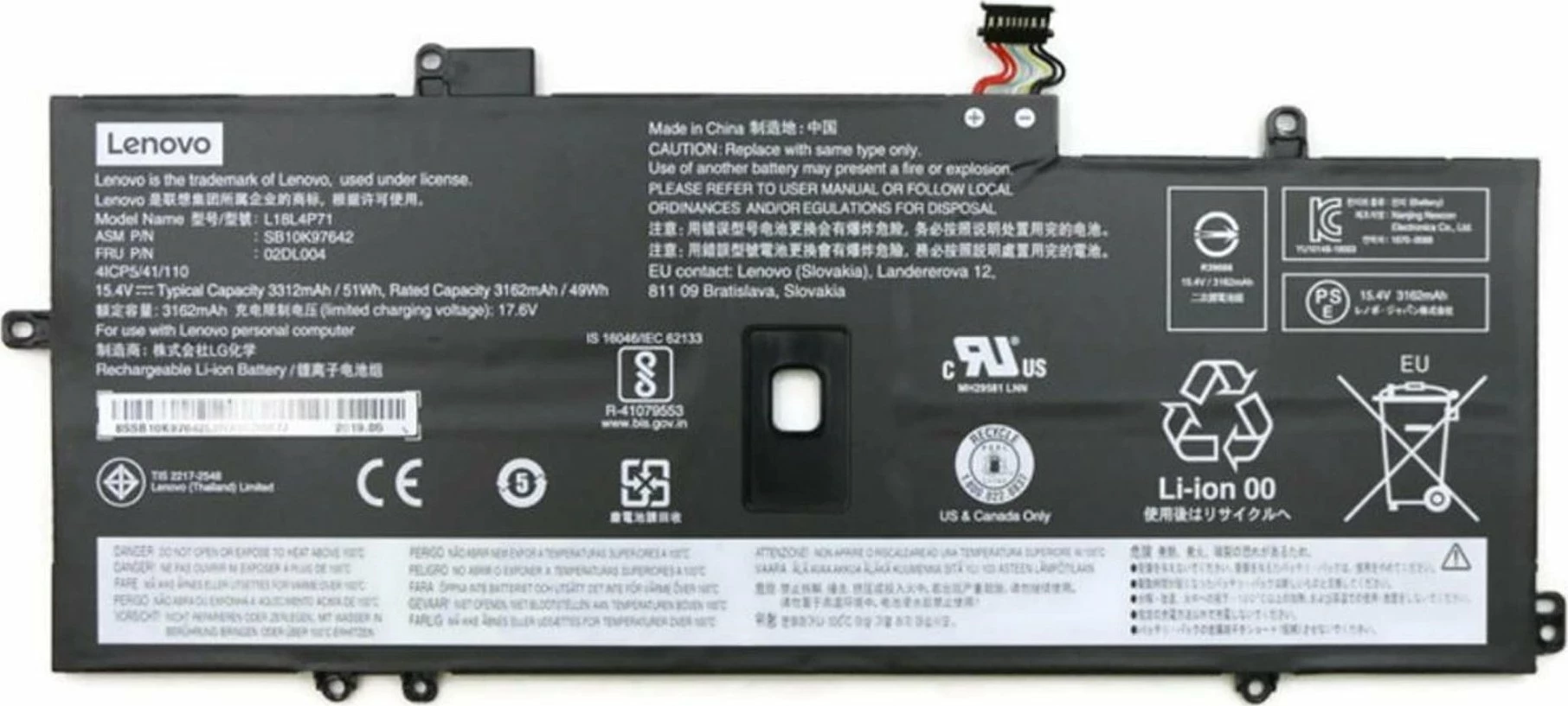 Bateri interne laptopi Lenovo 5B10W51833, Li-ion 4c, 51Wh 3321mAh 15.36V