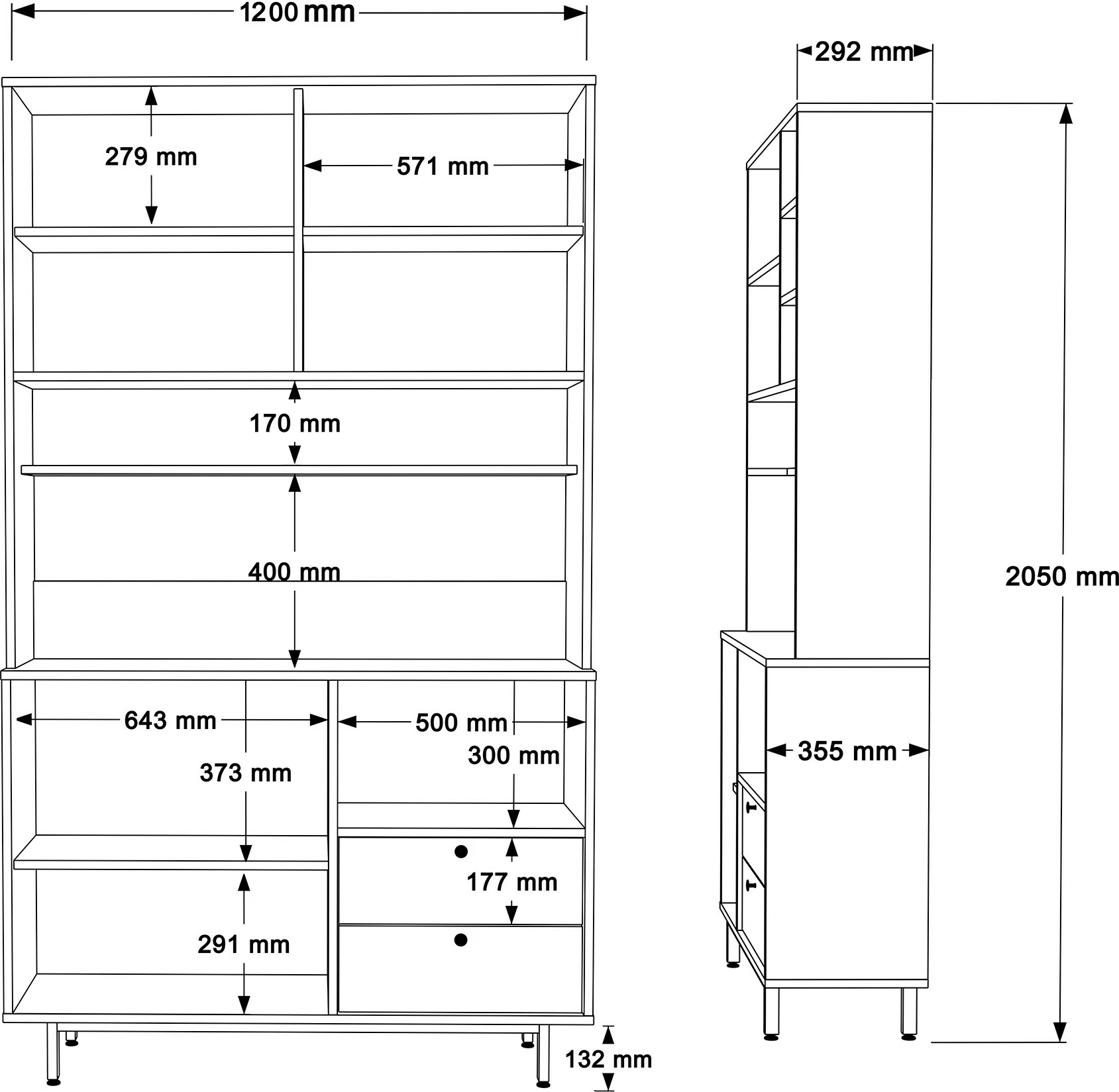 Dollap multifunksional, ngjyrë lis dhe e bardhë, Skye Decor, RE7-SW