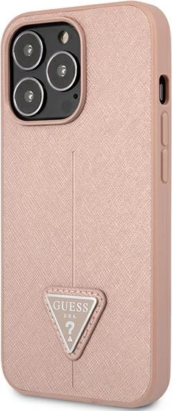Mbështjellës Guess SaffianoTriangle Logo për iPhone 14 Pro Max 6.7", Rozë