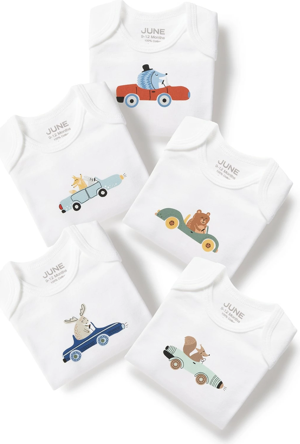 Badi për bebe June, 5 copë, të bardha