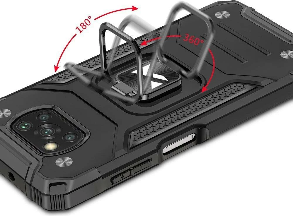 Mbështjellës Wozinsky Ring Armor për Samsung Galaxy A03s, me mbajtëse unaze, i zi