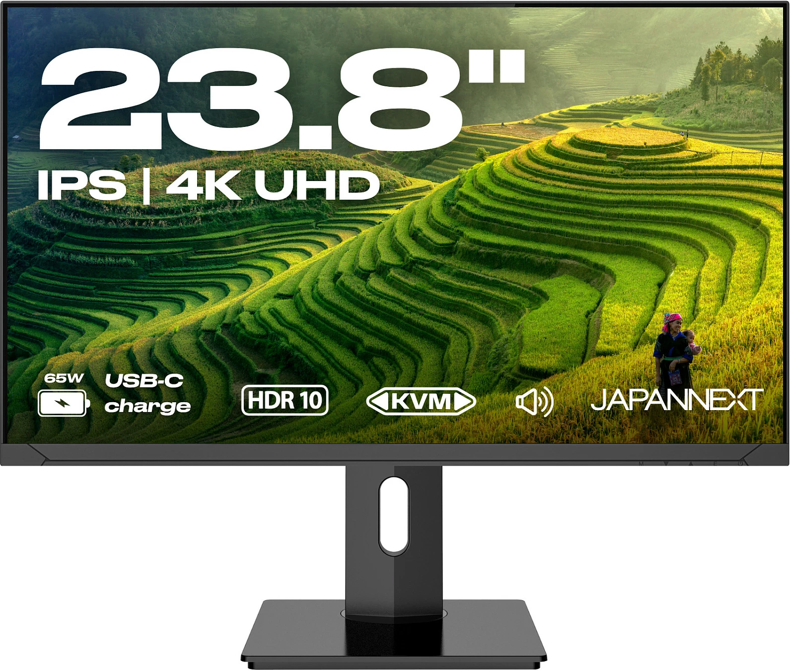 Monitor JAPANNEXT JN-IPS2380UHDR-C65W-HSP 23.8", 4K UHD, HDR10, USB-C Power Delivery, FreeSync, i zi