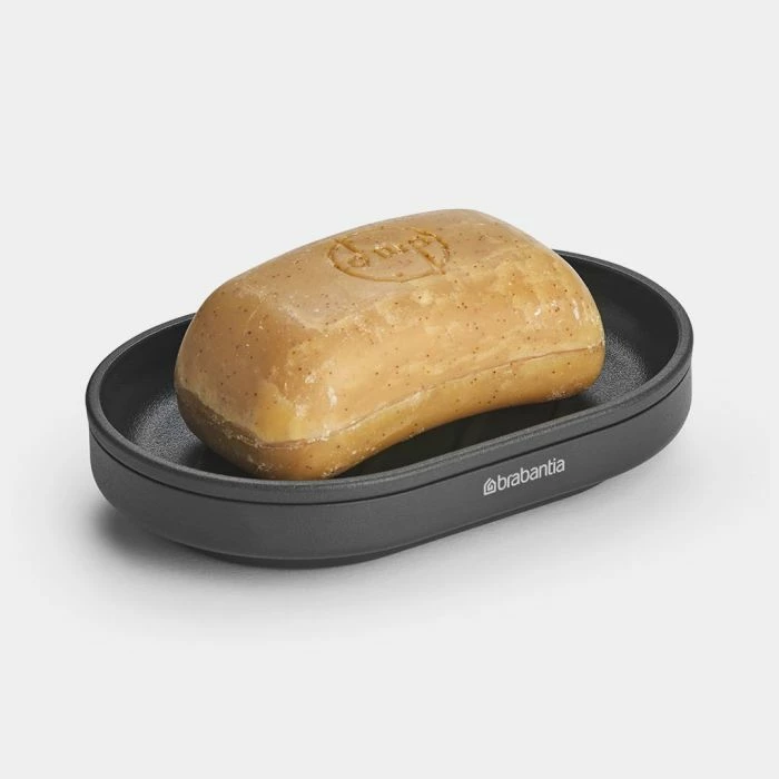 mbajtëse sapuni BRABANTIA MINDSET 303326, me kullim uji, bazë antirrëshqitëse, veshje minerale, gri