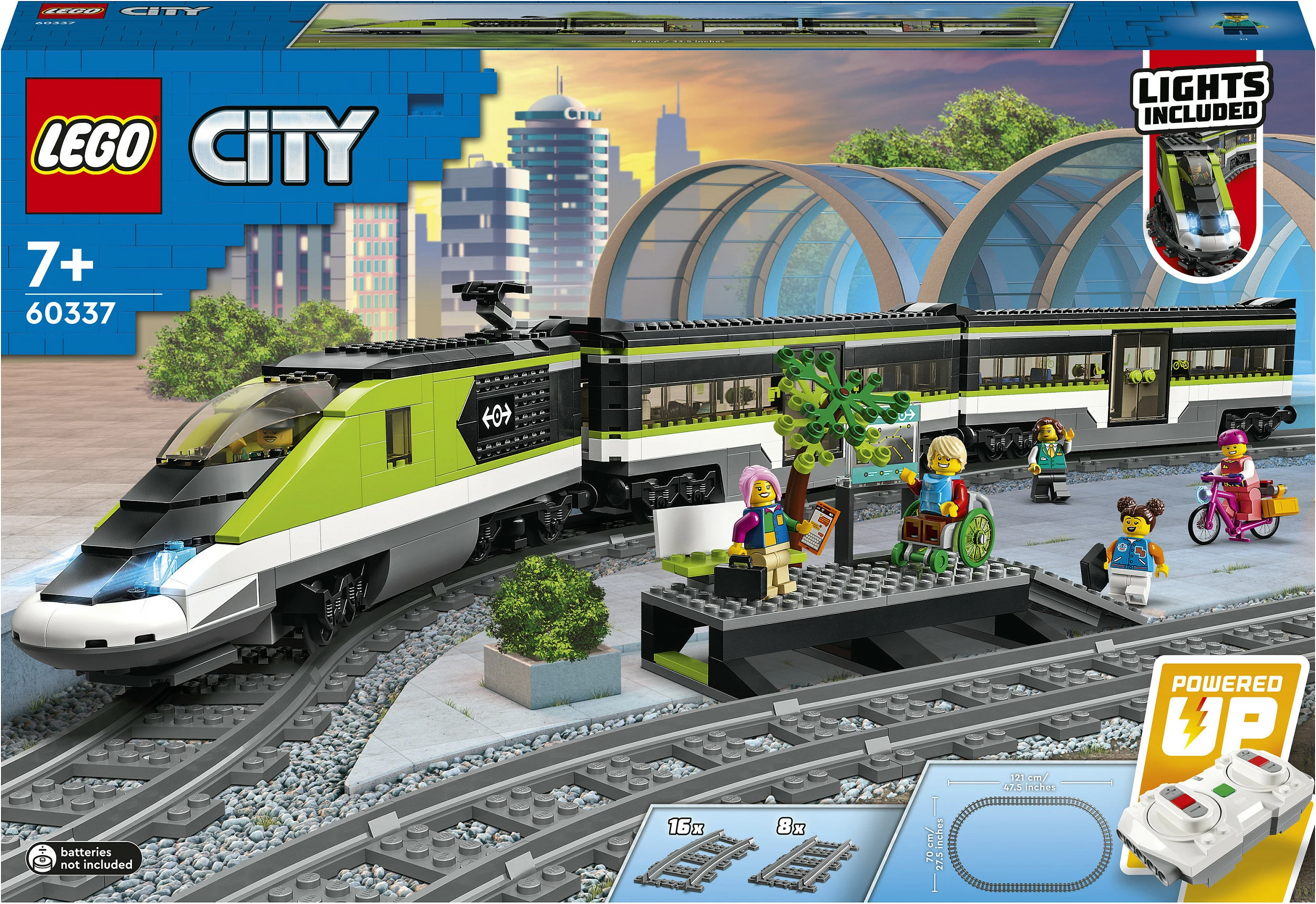 Set ndërtimi LEGO City Express Passenger Train, 7 vjeç e lart, plastik, 764 pjesë, shumëngjyrësh