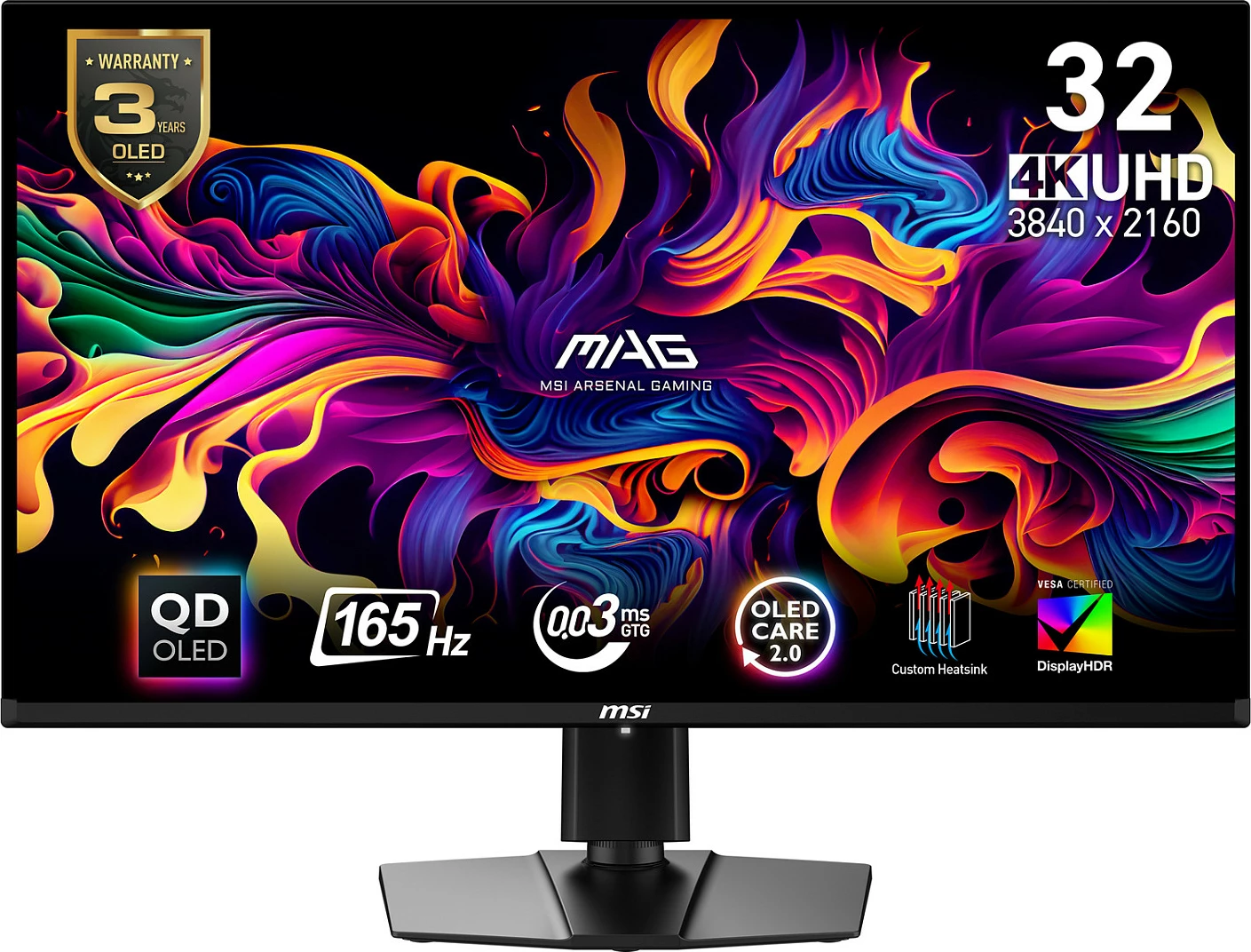 Monitor MSI MAG 321UPDE, 32", 4K UHD, QD-OLED, 165Hz
