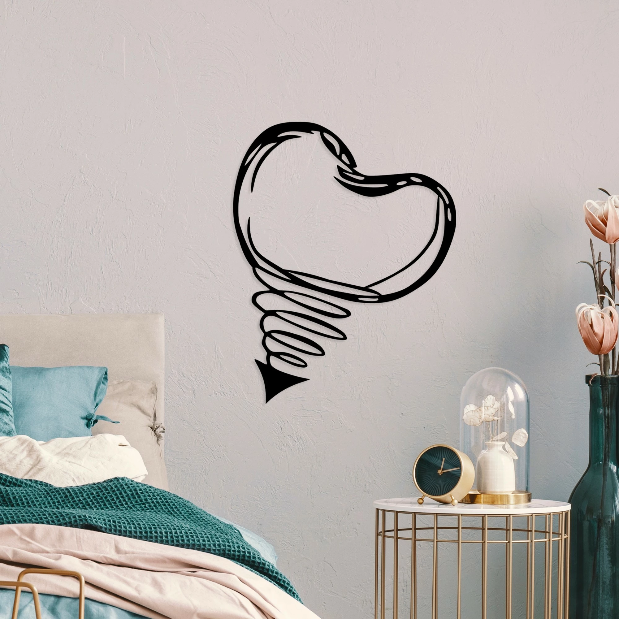 Aksesor dekorativ metalik për mur, Wallity, Fall In Love