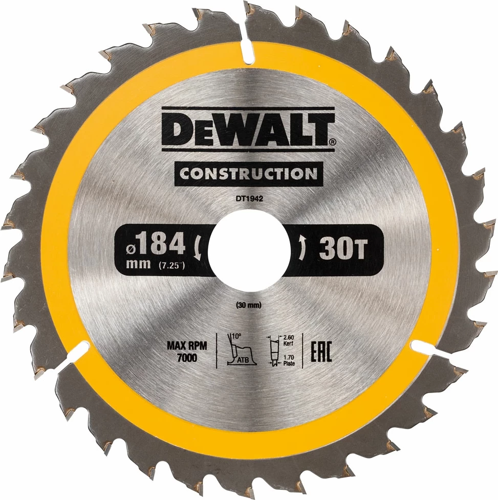 Disk sharre rrethore Dewalt DT1942 184x30mm 30 dhëmbë