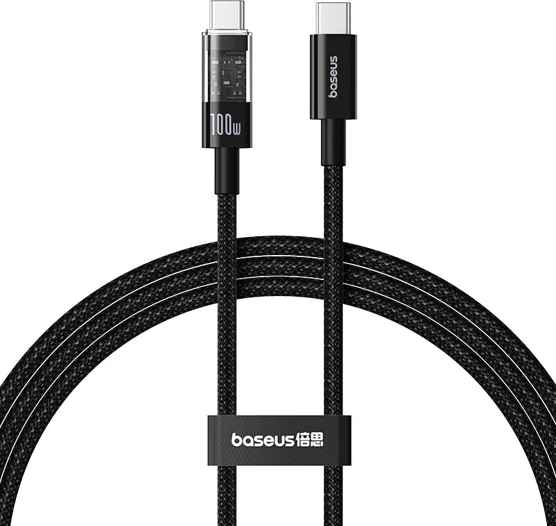 Kabllo Baseus Gem USB C në USB C, 1 m, 100 W, E zezë