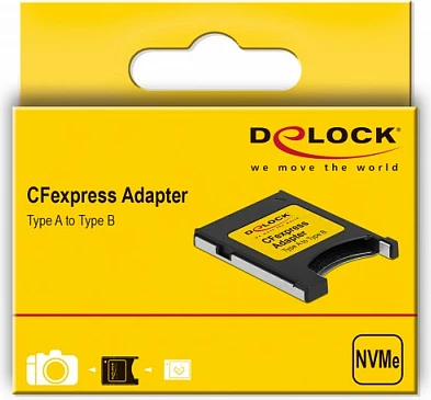 Adapter CFexpress DeLOCK, Type A në Type B, zi/gri