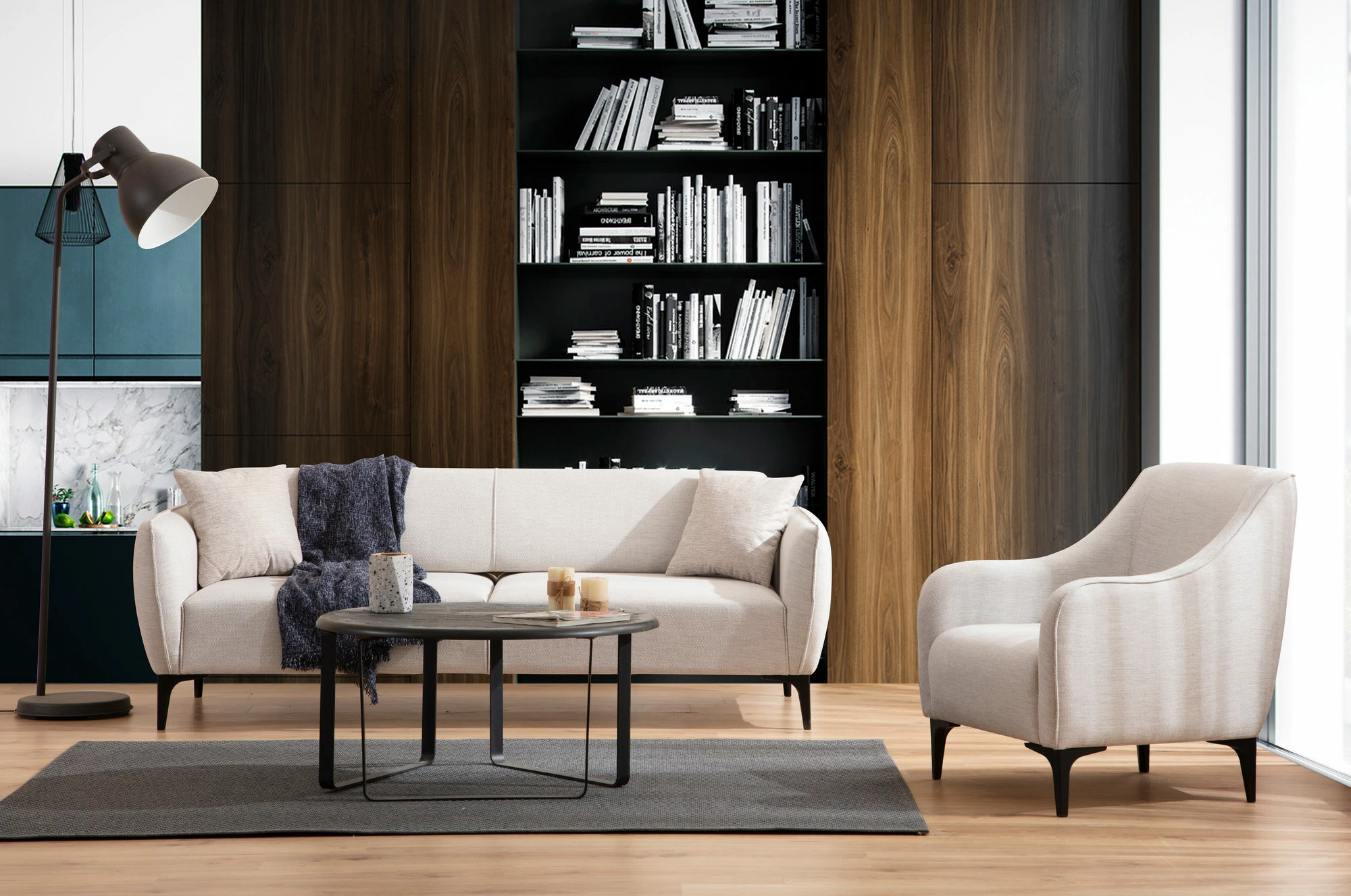 Divan treshe Atelier del Sofa, Belissimo, ngjyrë off white
