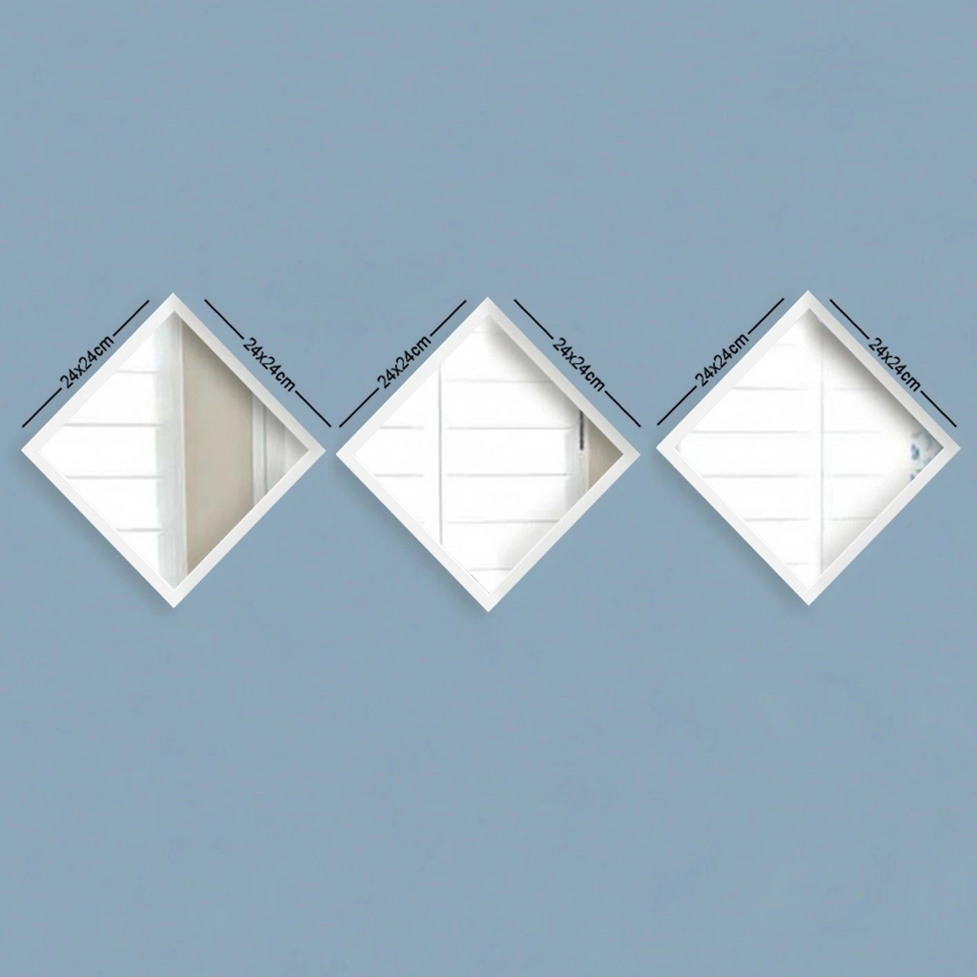 Set pasqyrash (3 copë), Wallity, SETAYNA_052, ngjyrë e bardhë dhe argjend