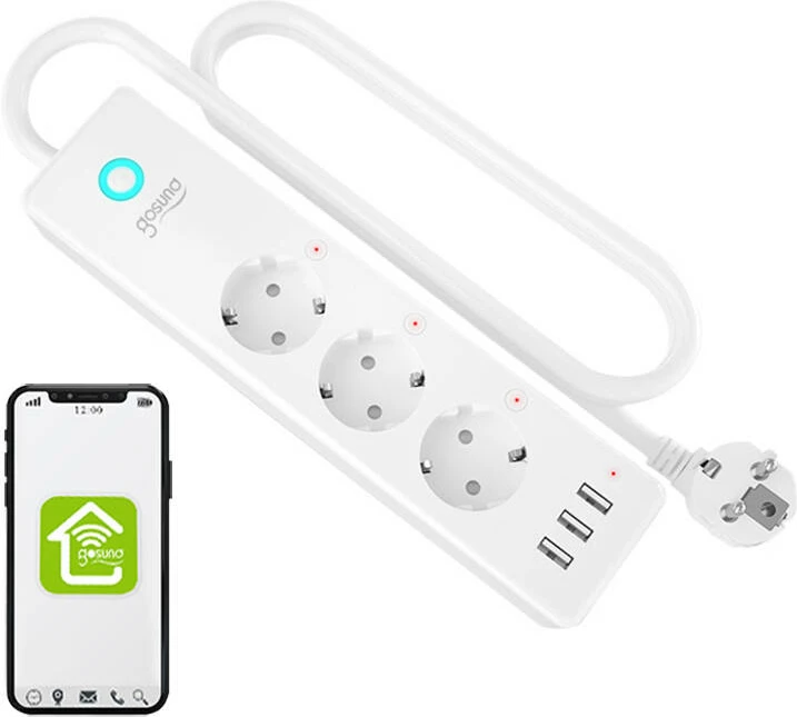 Prizë e mençur WiFi Gosund P1 PLUS, 3x AC schuko, 3x USB-A, e bardhë