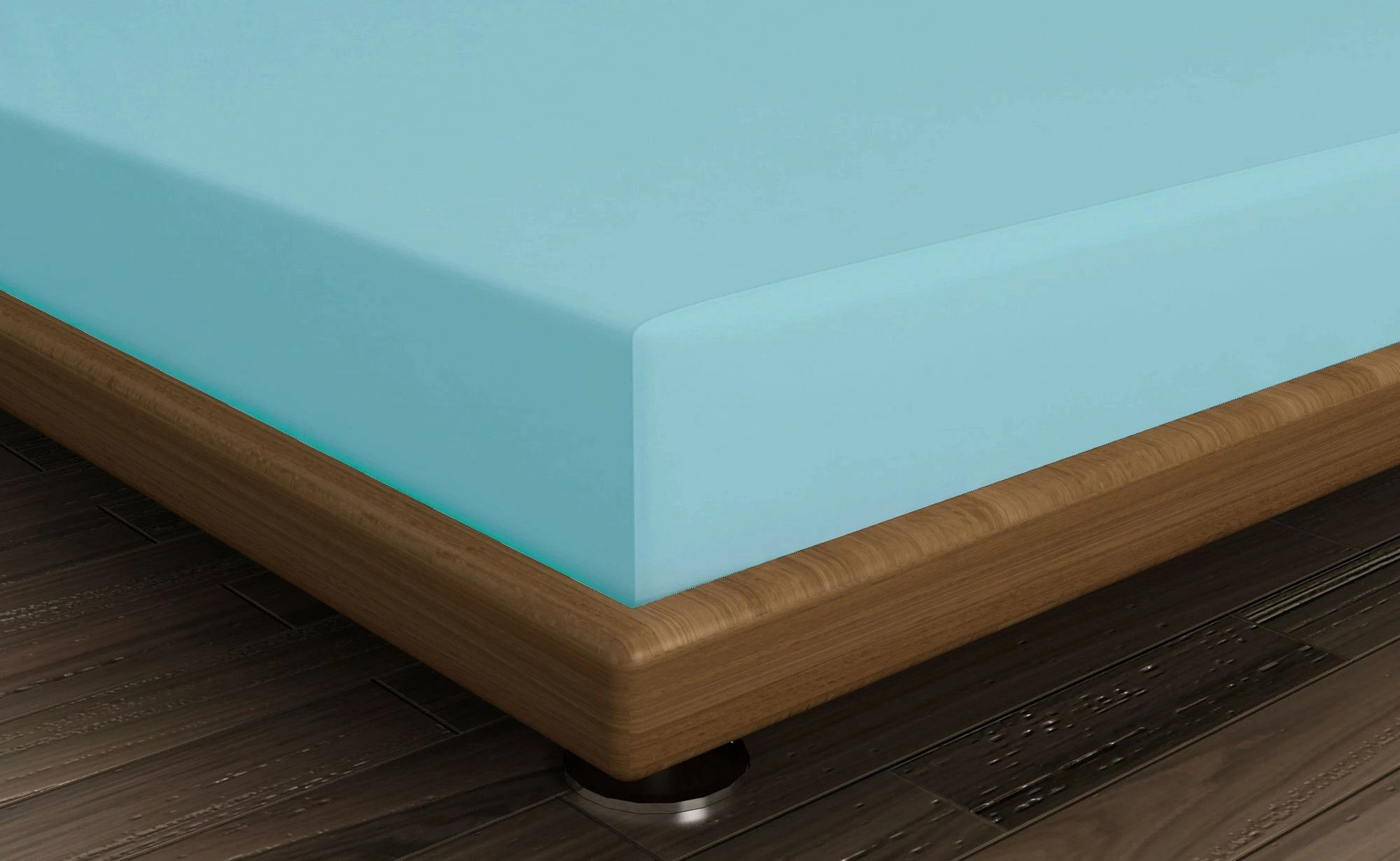 Çarçaf i vetëm fitted Ranforce, ngjyrë turquoise, L'essentiel