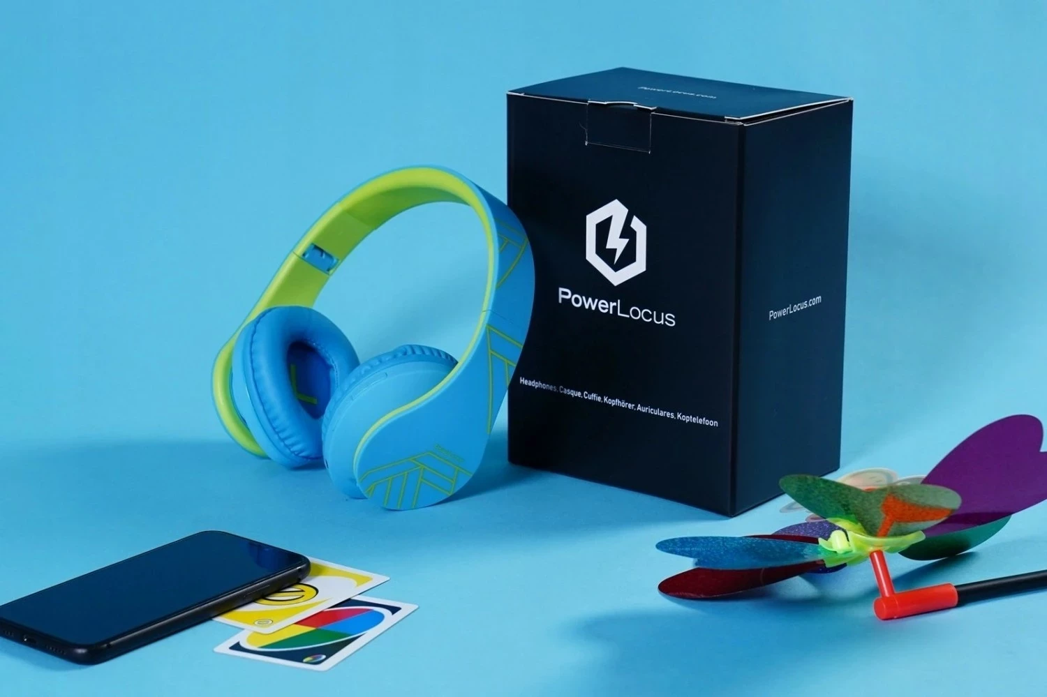 Kufje PowerLocus Kids, Bluetooth 5.0, on-ear, mikrofon, 15 orë, të verdha/blu