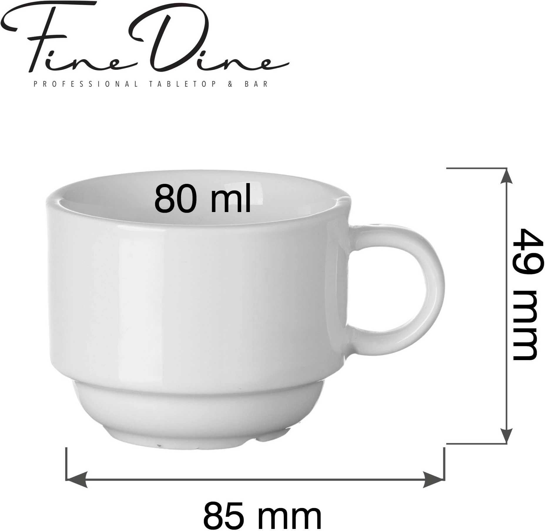 Filxhan espresso Fine Dine Pure Bianco 80 ml, set 12 copë, i bardhë