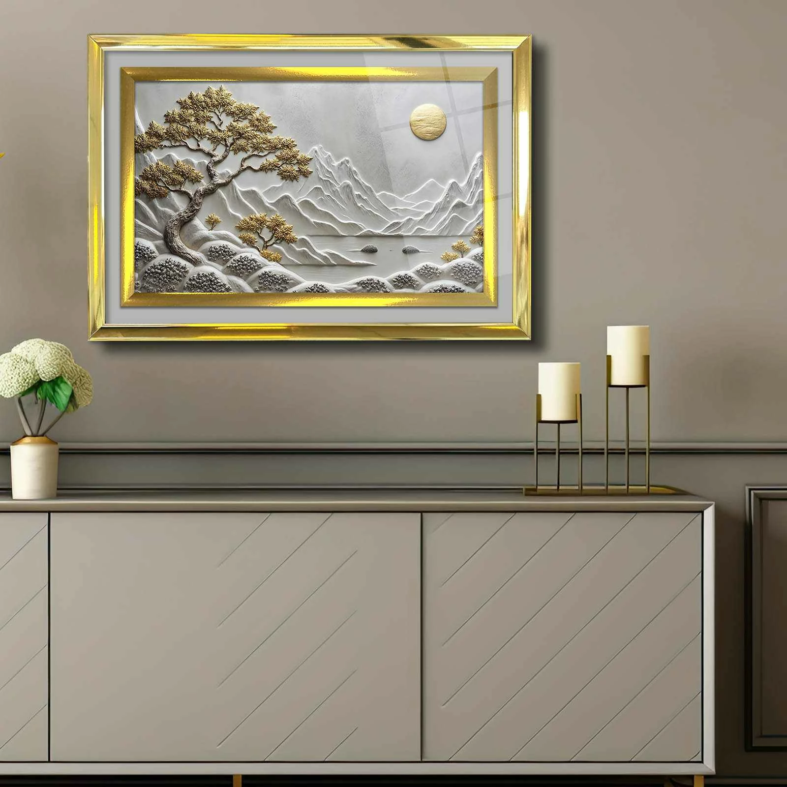 Pikturë dekorative me kornizë, shumëngjyrëshe, Wallity, 43x65cm, 4363Kromaltınct - 018