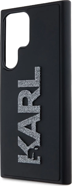 Mbështjellës Karl Lagerfeld 3D Rubber Glitter Logo për Samsung Galaxy S24 Ultra, i zi