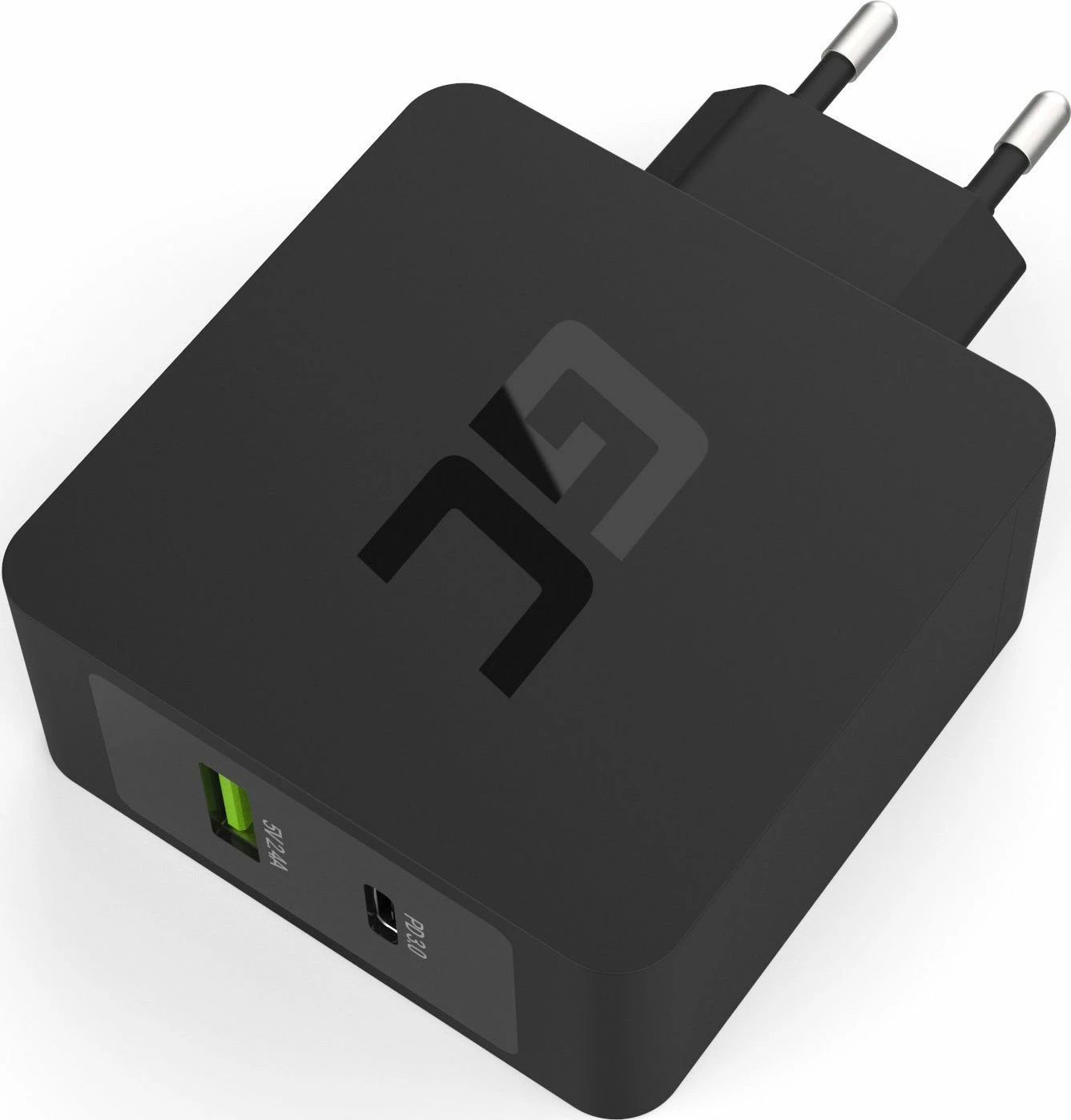 Karikues rrjeti Green Cell CHAR10 45W PD, 1x USB-C + 1x USB-A, QC 3.0, kabllo USB-C 1m, i zi