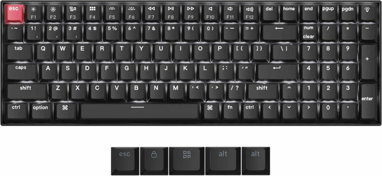 Tastierë mekanike Keychron K4 V3 QMK/VIA 96% me Keychron Super Red, e zezë