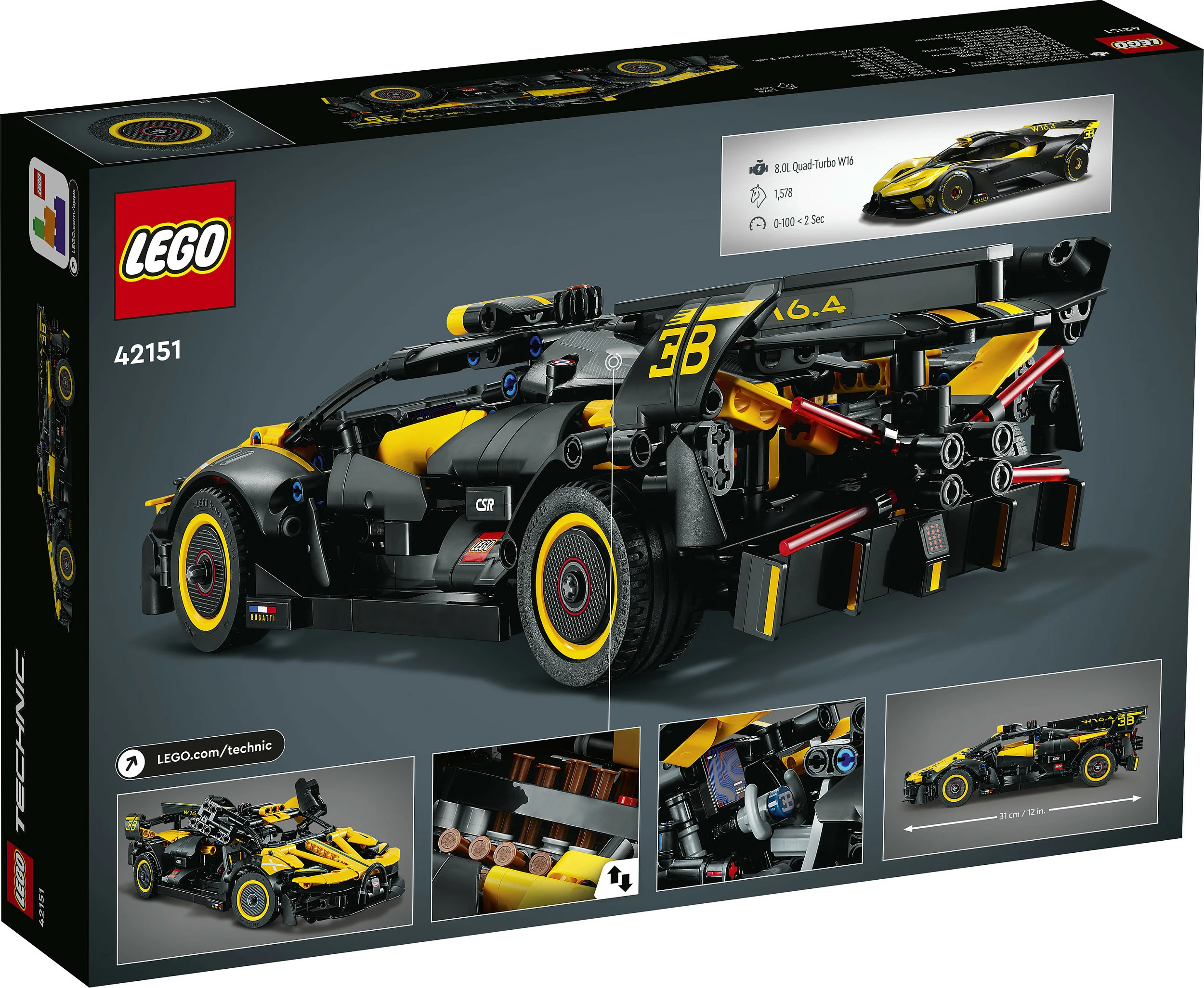 Set ndërtimi LEGO Technic Bugatti Bolide, 905 pjesë, plastikë, shumëngjyrësh