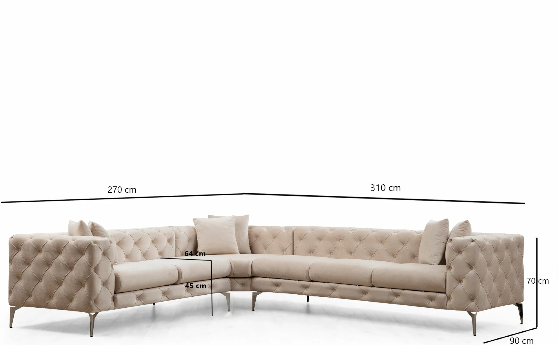 Kënd-sofë Atelier del Sofa, Como majtas, ecru