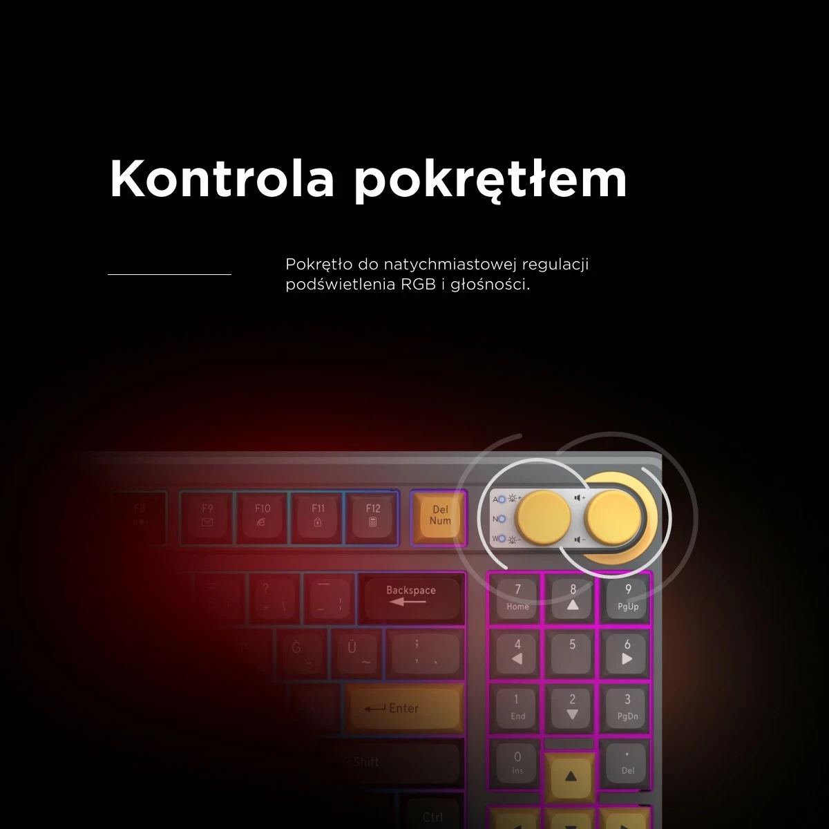 Tastierë gaming Rampage CYCLONE KNOB RGB 90%, 90 tasta, USB-C, e zezë
