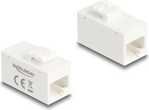 Adapter Keystone RJ45 DeLOCK 90639, Cat6a UTP, female-female, flat, i bardhë