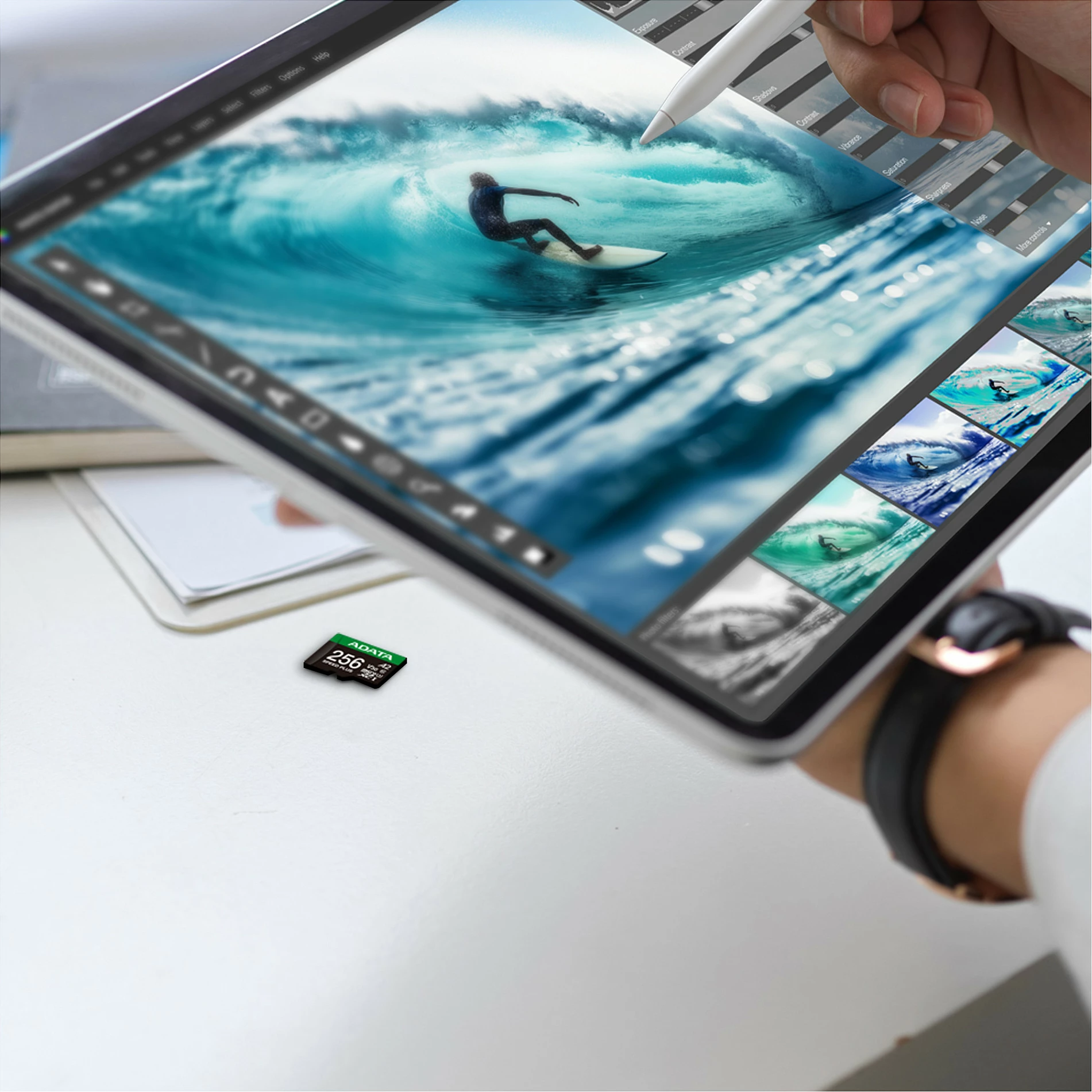 Kartelë memorie ADATA Speed Plus microSDXC 512GB, UHS-I U3 V30 A2, me adapter SD, e zezë/jeshile/bardhë
