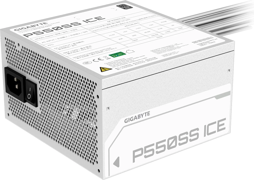 Furnizues rryme (PSU) GIGABYTE GP-P550SS ICE 550W 80 Plus Silver ATX 3.0 (3.1) Active PFC, i bardhë
