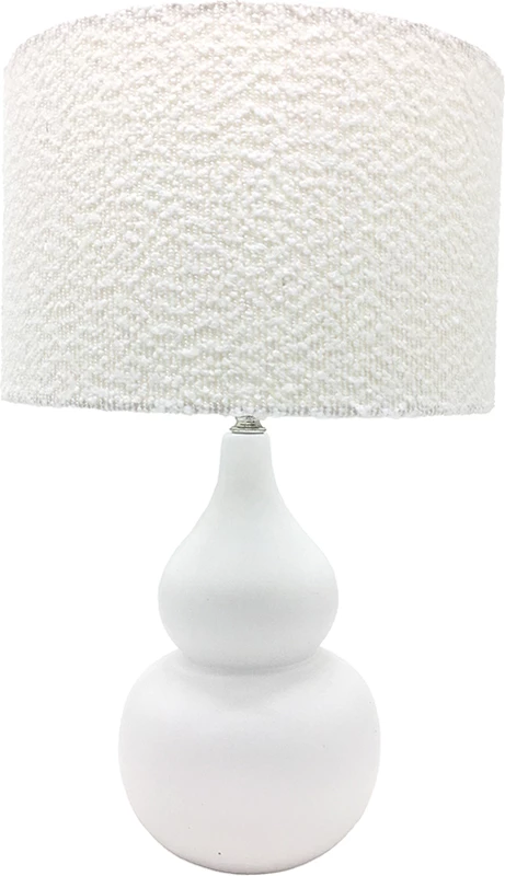 Llambë tavoline CLOQUE, qeramikë e bardhë, stof i bardhë, 15x15x45cm