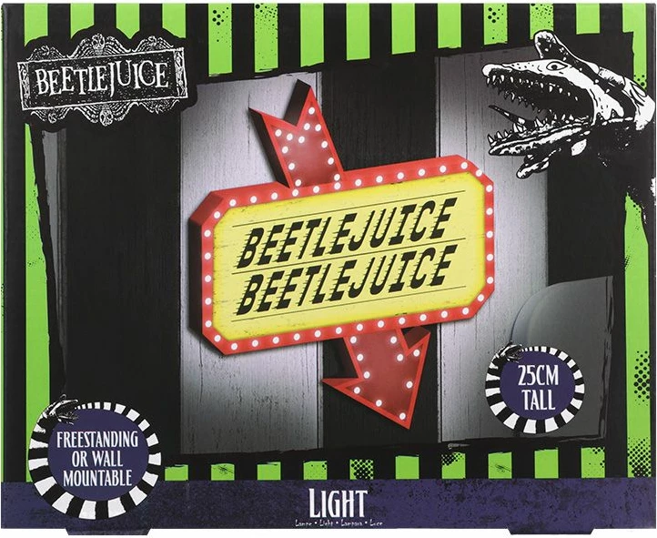 Lampë tavoline Paladone Beetlejuice Beetlejuice, 25 cm, USB ose 3x AAA, kuqe/verdhe