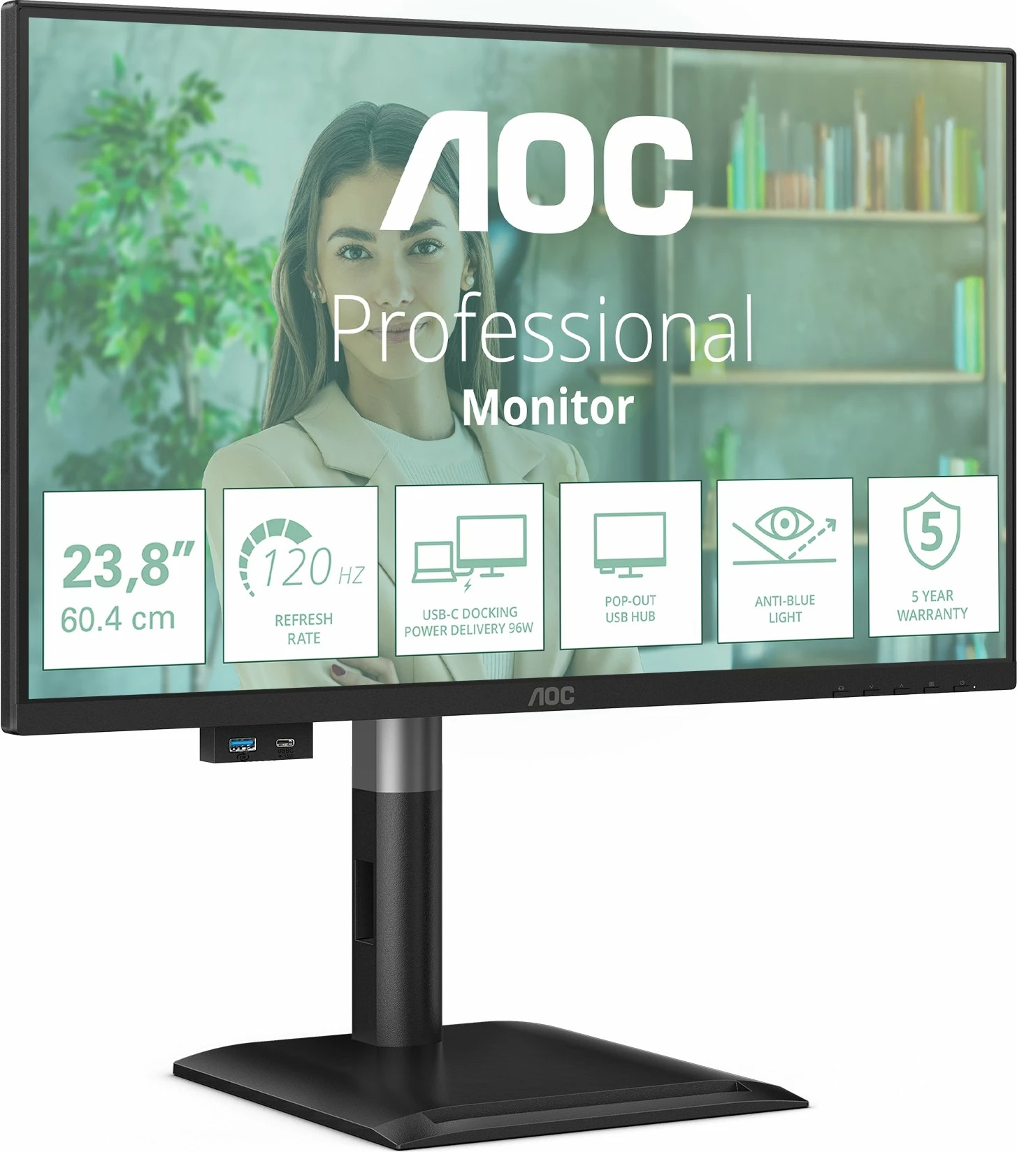 Monitor AOC 24P4CV 23.8\" Full HD IPS 120Hz USB-C 96W, i zi