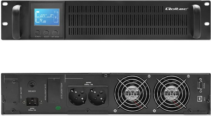 UPS rack Qoltec 53946, 2kVA, 1600W, LCD, i zi