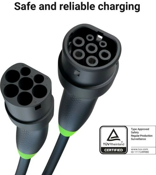 Kabllo karikimi EV Green Cell Snap EVKABGC01 22kW 5m Type 2, e zezë, me futrollë