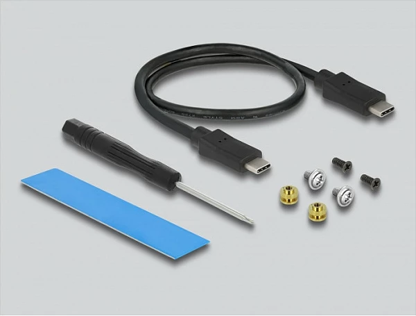 Kasë e jashtme për SSD M.2 DeLOCK USB-C 3.2 Gen 2, NVMe/SATA, 10 Gbit/s, e zezë