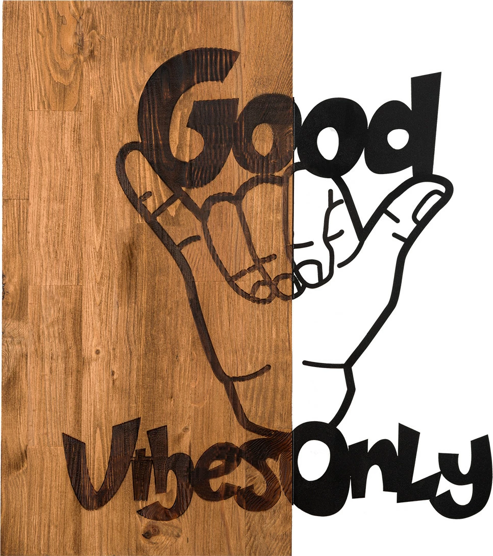 Aksesor dekorativ për mur, dru, Wallity, Good Vibes
