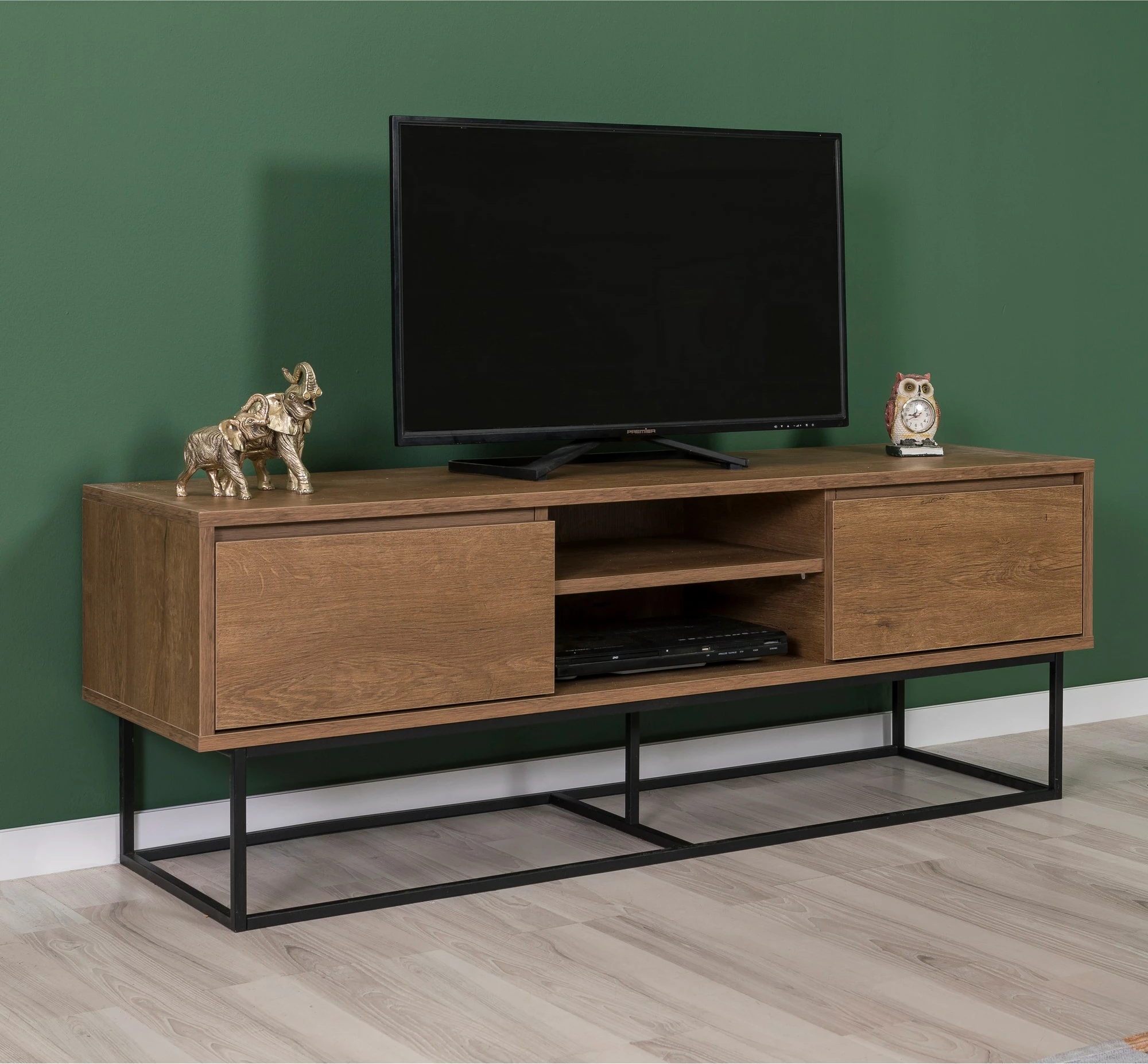 Set mobiljesh për dhomë dite, ngjyrë arre dhe e zezë, Skye Decor, Laxus Takım 1