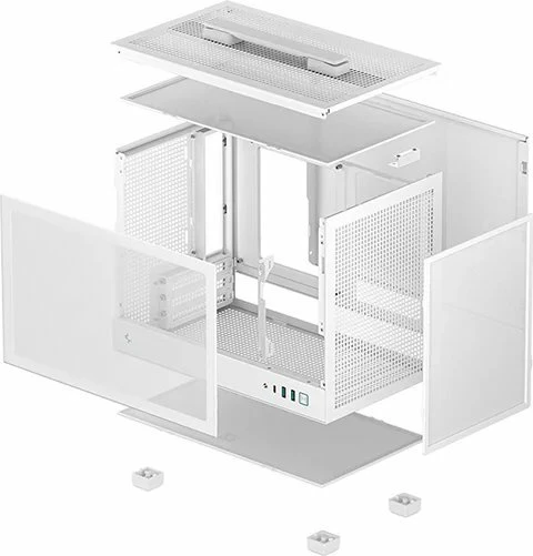 Kasë Deepcool CH160 Mini-ITX SFF, high-airflow mesh, me dritare, pa PSU, e bardhë