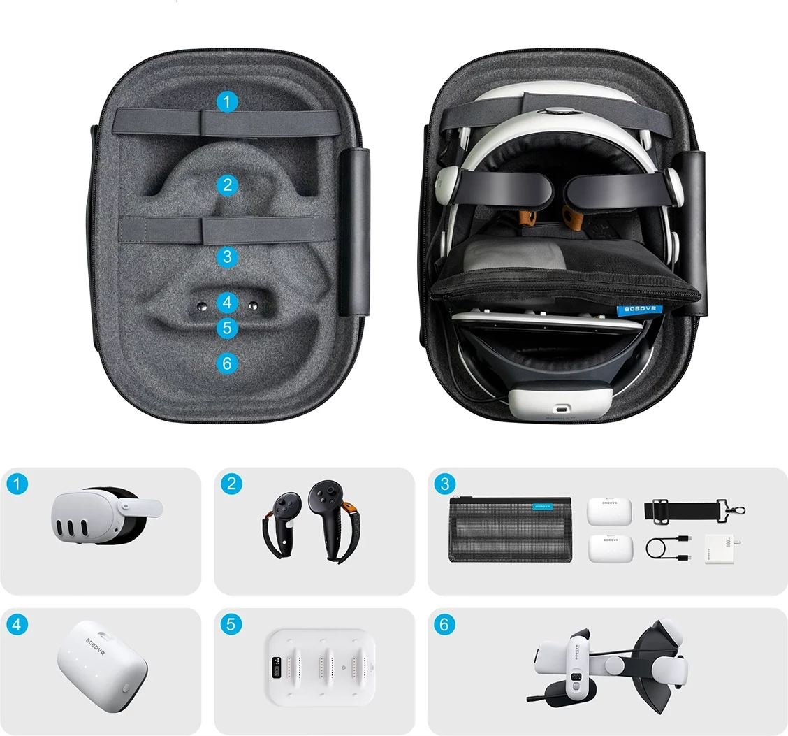 Kuti transportuese BoboVR C3 për Meta Quest 3/3S, gri