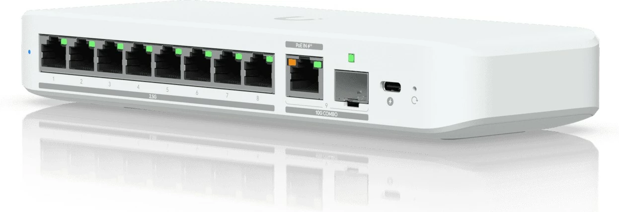 Switch Ubiquiti UniFi Flex 2.5G, 8 porte 2.5G, 1 port 10G, PoE, i bardhë
