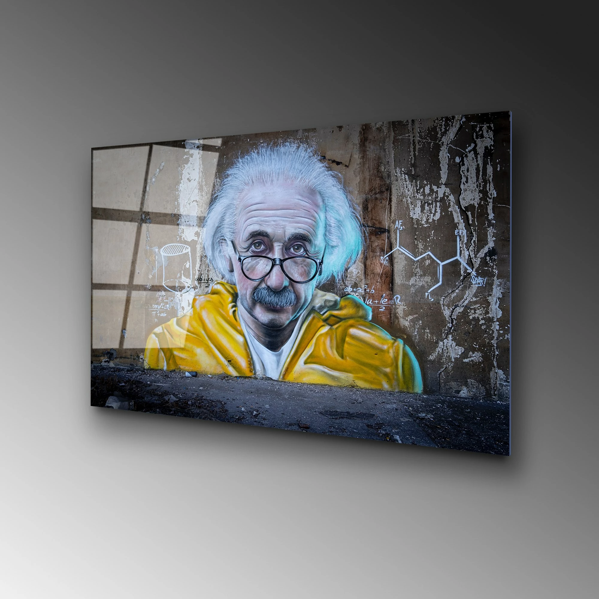 Pikturë dekorative xhami e temperuar, Banksy, shumëngjyrëshe, 45x65cm