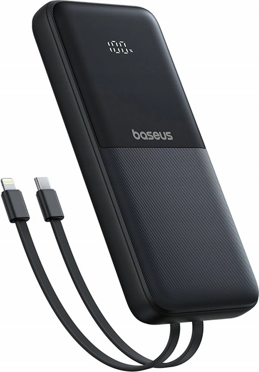Powerbank Baseus Lipow 10000mAh 22.5W me ekran, me kabllo të integrume + kabllo USB-A në USB-C 0.2m, i zi