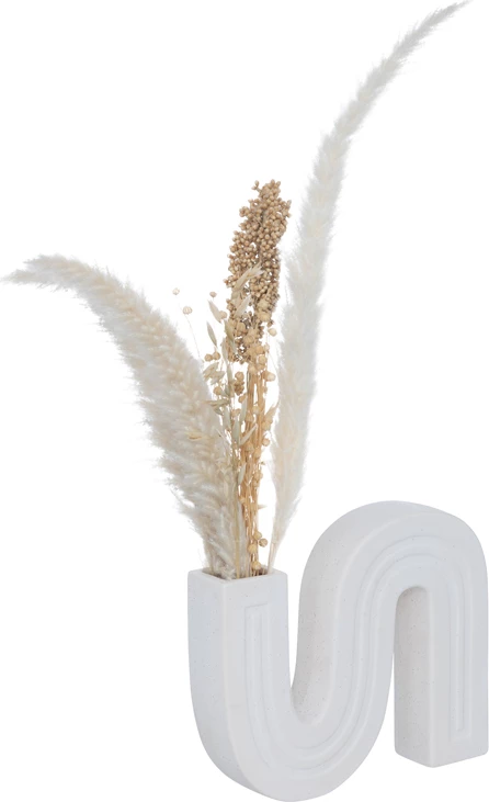 Vazo Snaky qeramike, ngjyrë e bardhë, 25x5x21cm