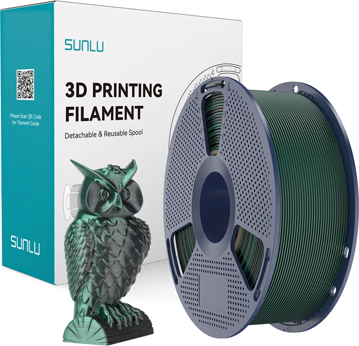 Filament për printim 3D Sunlu PLA+ Silk Dual Color PLA+ Silk DC B G, dy ngjyra, zezë/gjelbër