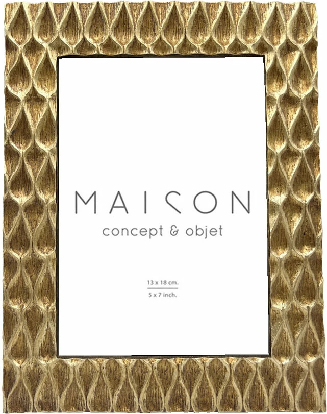 Kornizë Deneb, polirezine, ngjyrë ari, xham, 18x2x23 cm