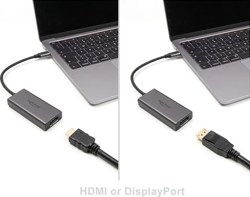 Adapter USB-C DeLOCK 64316, HDMI/DisplayPort, 0.15 m, 8K, Thunderbolt 4, Gri