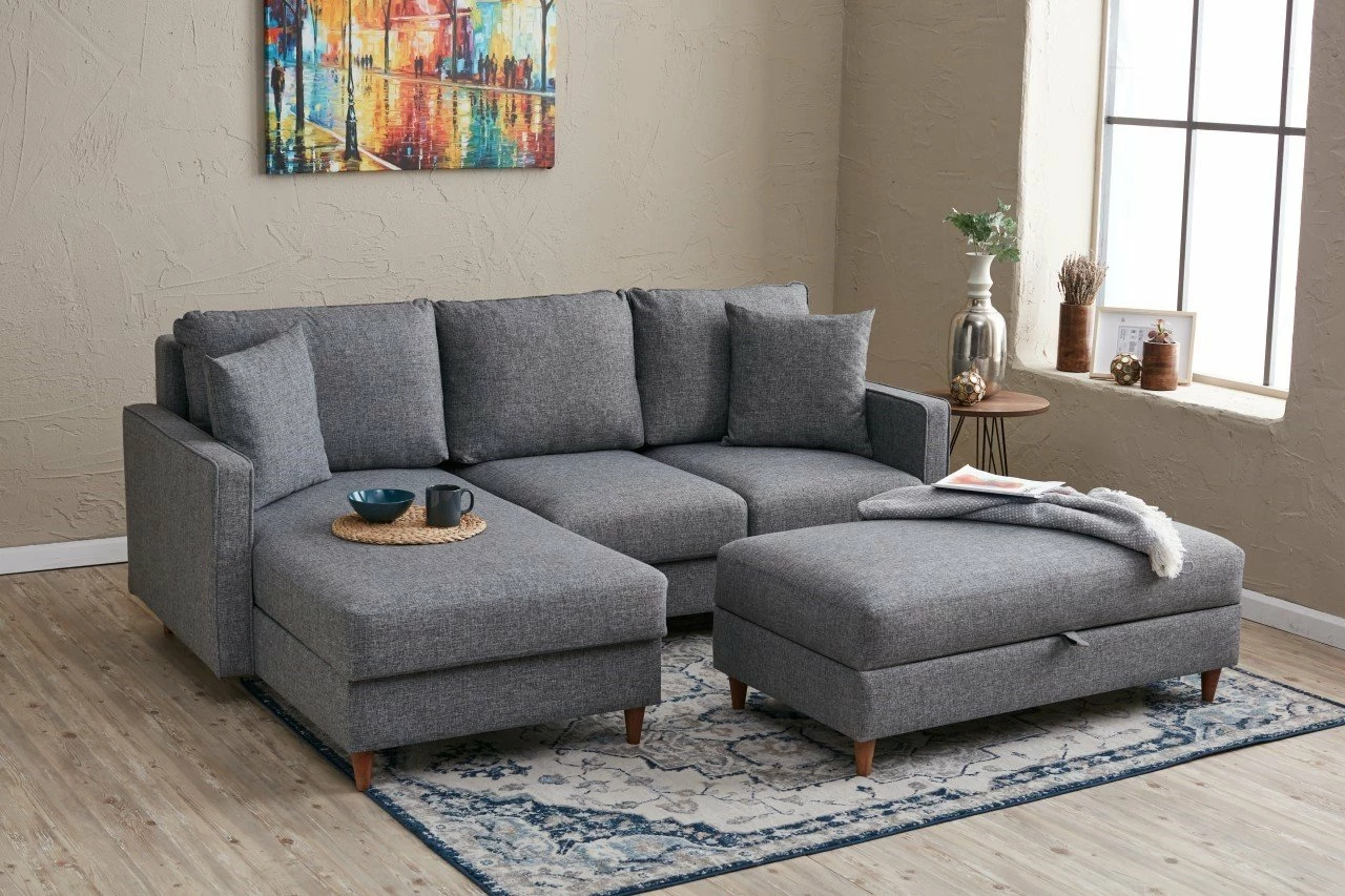 Këndare Eva, ngjyrë gri, Atelier del Sofa, pjesa e majtë