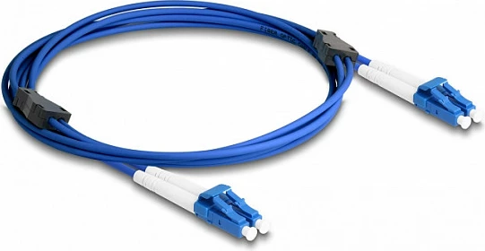 Kabllo fibër optike DeLOCK LC-LC Duplex OS2, 2 m, me armaturë metalike, blu