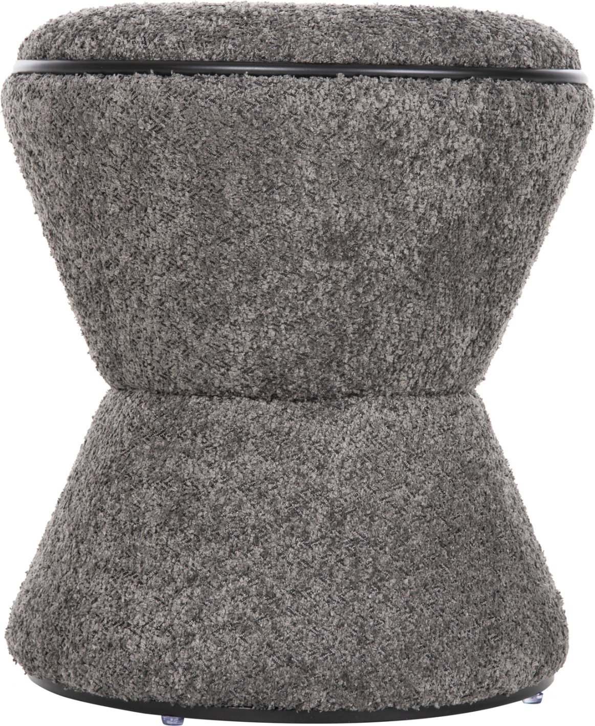 Karrige për bar rrumbullake LINNER FH9604.01, pëlhurë boucle gri-me detaje të zeza, D38x44 cm